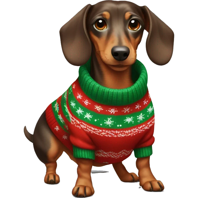 Dachshund in Christmas sweater emoji