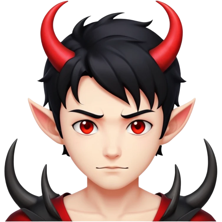 Cool anime devil boy with black hair and curved horns emoji