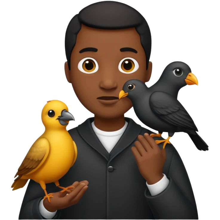 black thsirtbald man with bird emoji