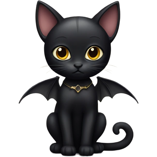 Black cat with bat wings emoji