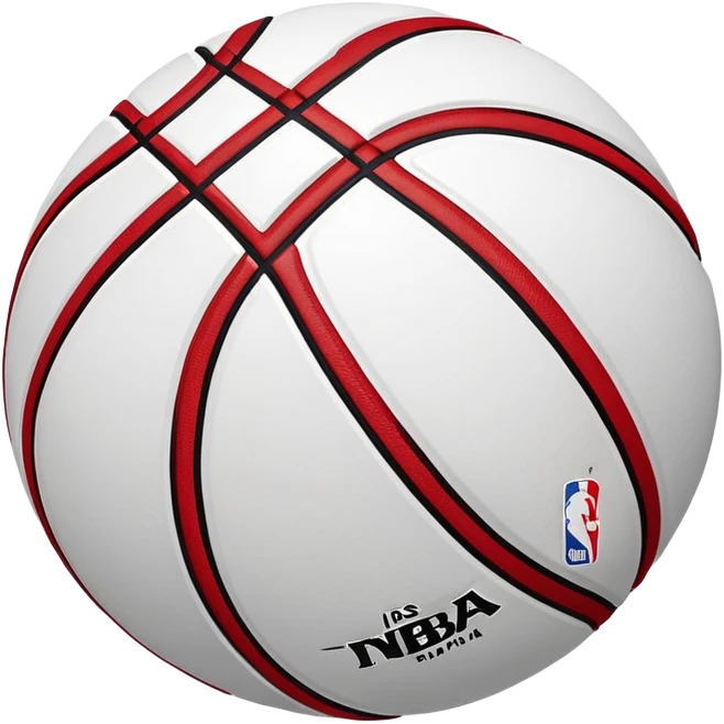 Minimalist red and black Spalding basketball with NBA logo, red with black lines, iOS emoji style emoji