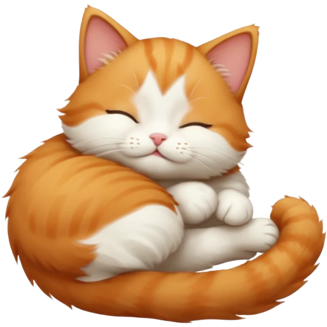 ginger and white small cat in funny positions upside down with eyes closed emoji