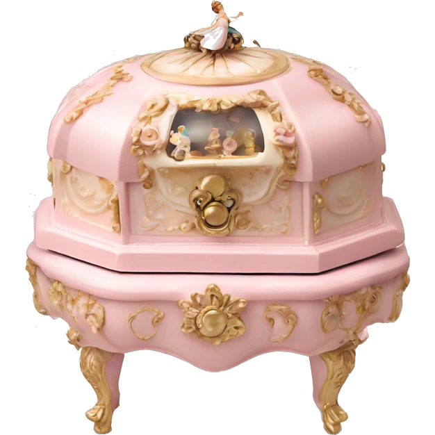 Vintage rococo light pink music box with ballerina emoji