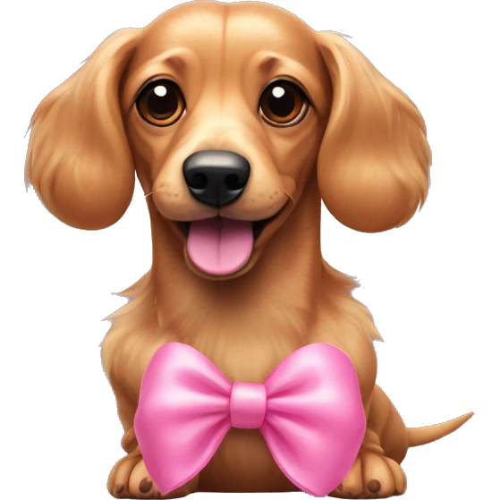 Fluffy Weiner dog with pink bow  emoji