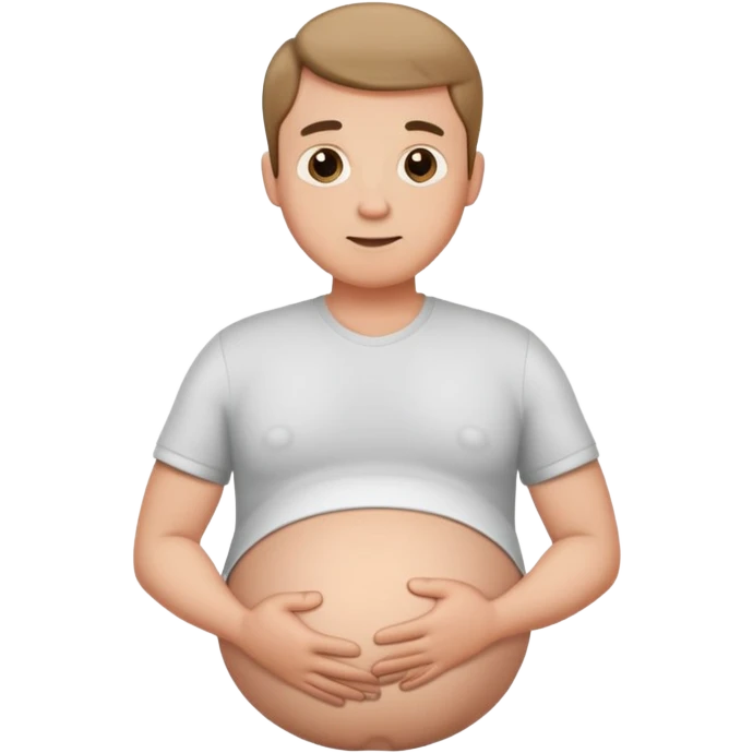 Pregnant man with hands on belly emoji