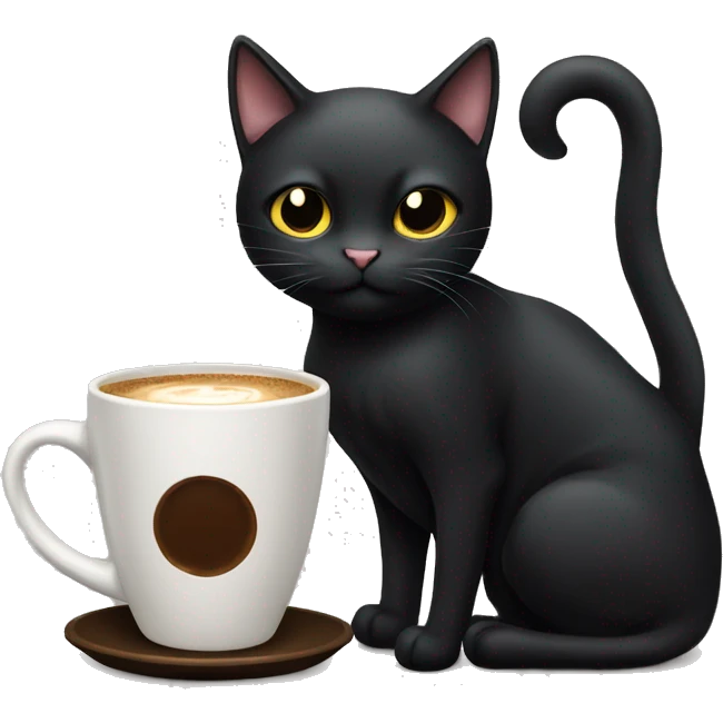 Black cat and coffee emoji