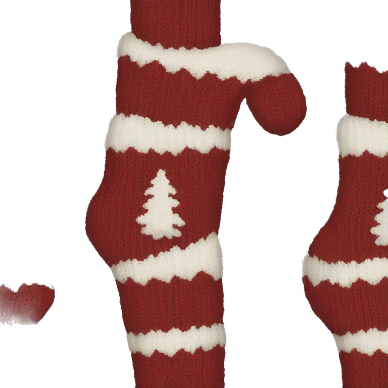 Knit Christmas stocking white aesthetic  emoji