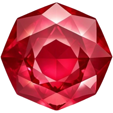 Cinematic Realistic Ruby Emoji, Deep and rich, with a smooth, polished surface gleaming in brilliant red, the facets catching light and casting fiery reflections. The rich color seems to glow with an inner warmth, while a soft, subtle shimmer highlights the edges. Soft glowing outline, capturing the essence of passionate beauty and timeless elegance in a precious ruby. emoji