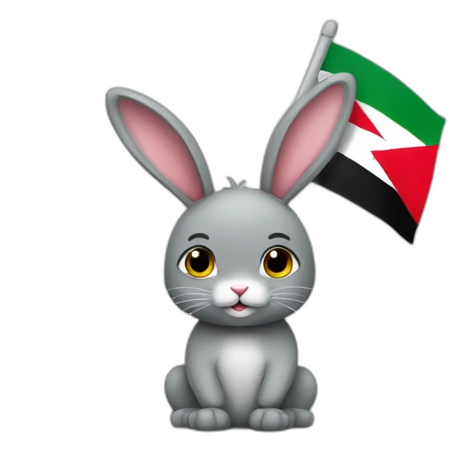 grey bunny with the flag of Palestine emoji