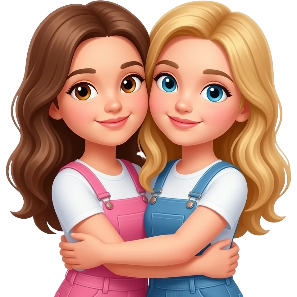 TWO WHITE GIRLS  HUGGING emoji