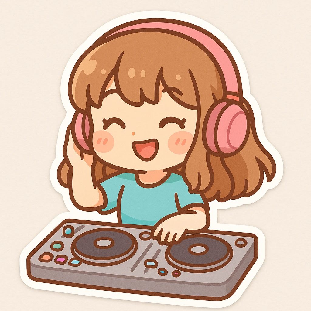 girl playing DJ set emoji