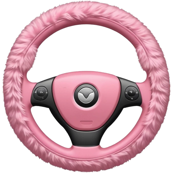 steering wheel with fluffy pink cover emoji