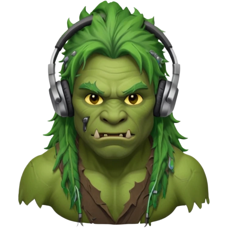 long haired ork with headphones emoji