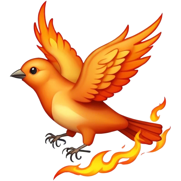 A flying nightingale on fire emoji