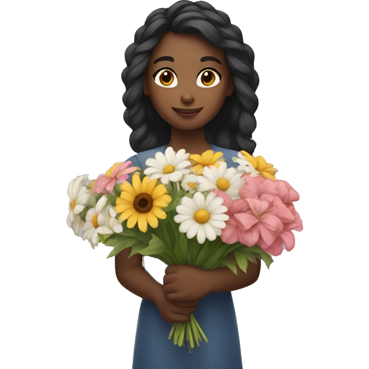 girls holding a flower bouquet emoji