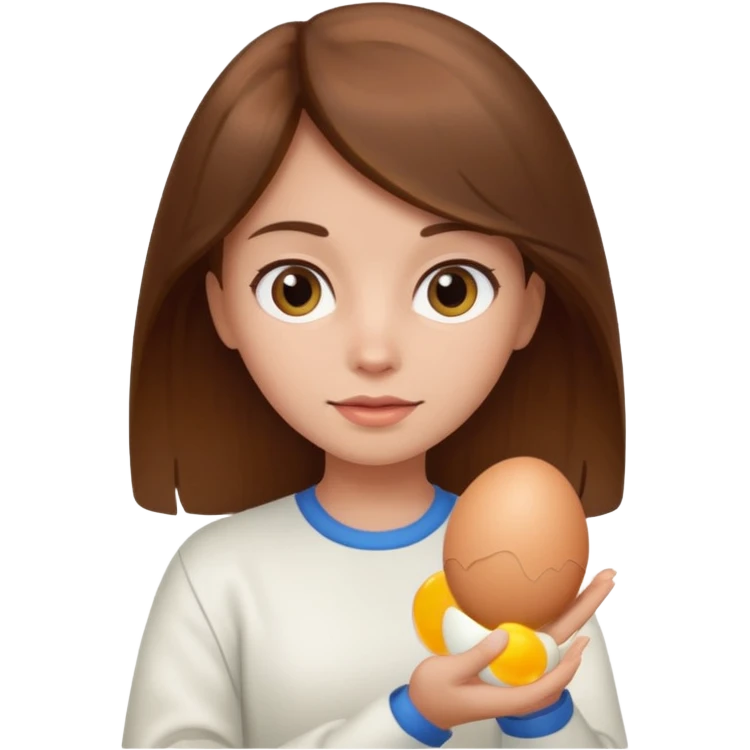 Brown haired girl with egg emoji