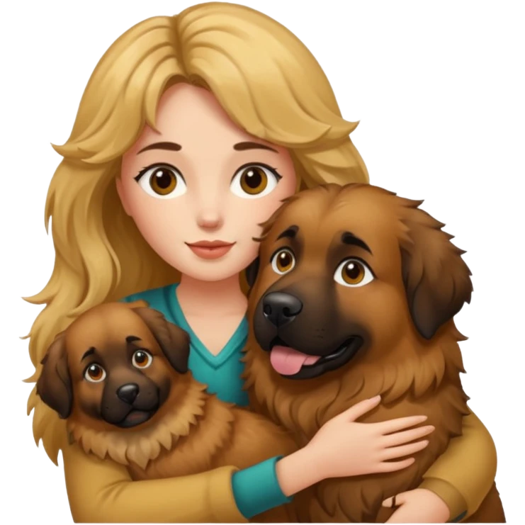 Ludovica che abbraccia il suo cane leone emoji