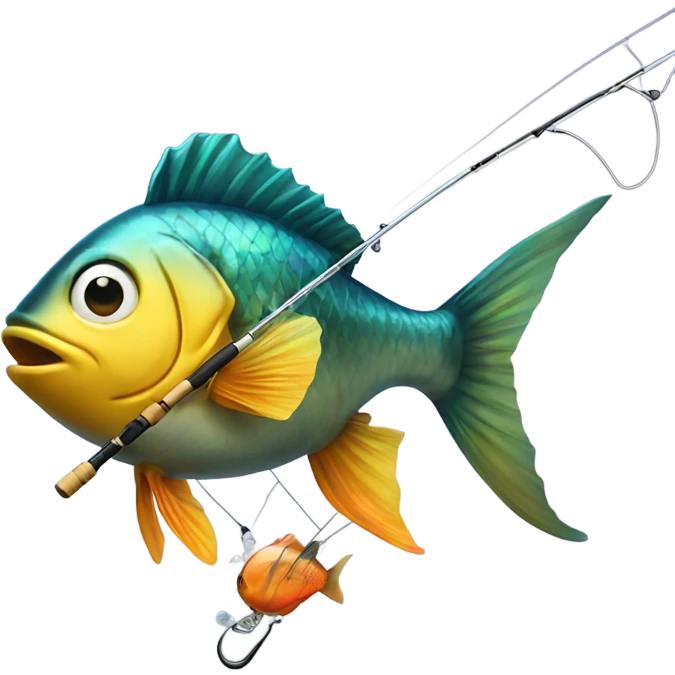 fish with four legs wearing boots with a fishing rod emoji