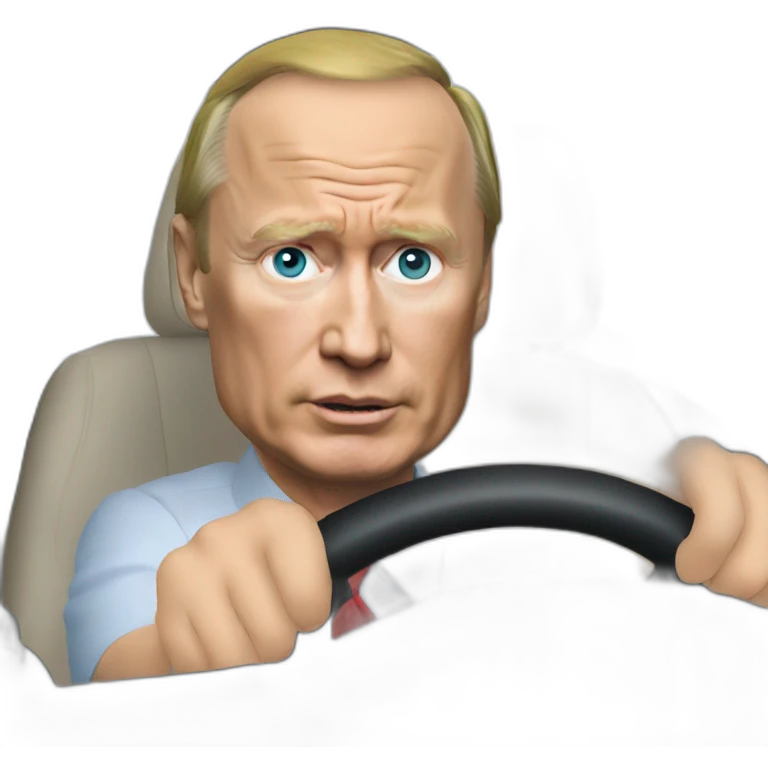 Putin driving on Donald Trump emoji