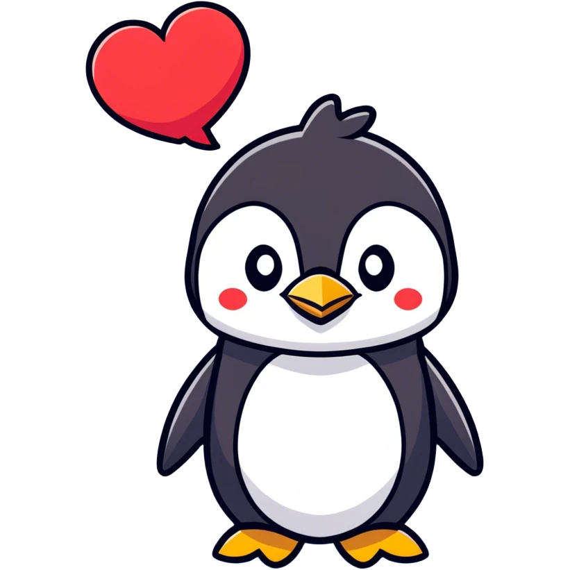 Penguin I love you emoji