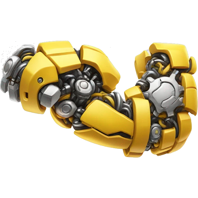 Yellow mechanical cyborg bicep that’s flexing emoji