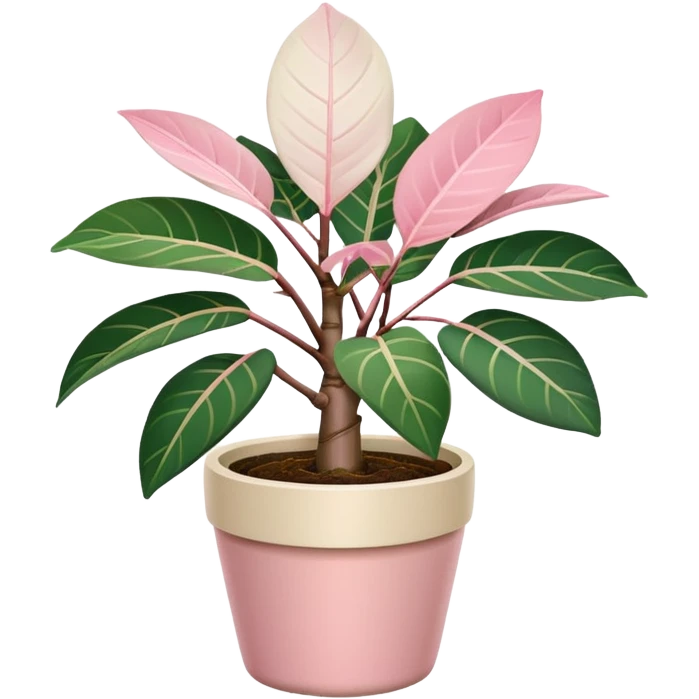ficus elastica tineke rubber plant in cream plant pot emoji