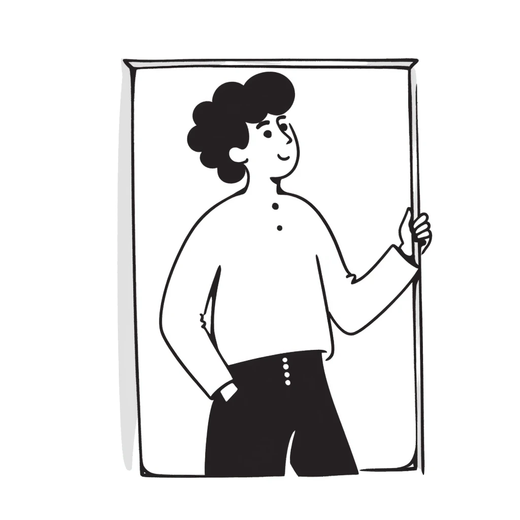 A hand-drawn portrait of a man in a simple picture frame emoji