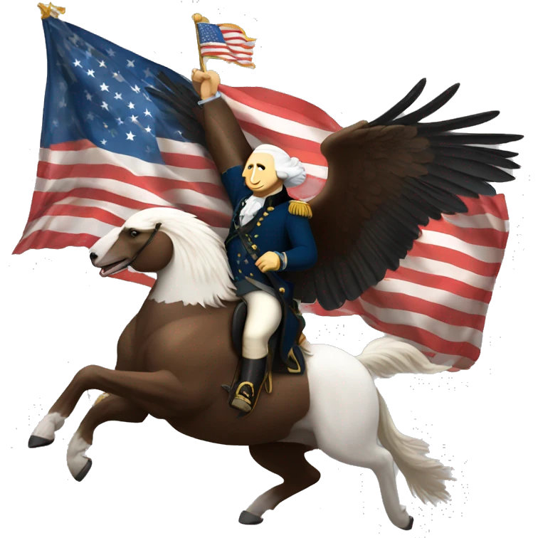 George washington riding a bald eagle. emoji