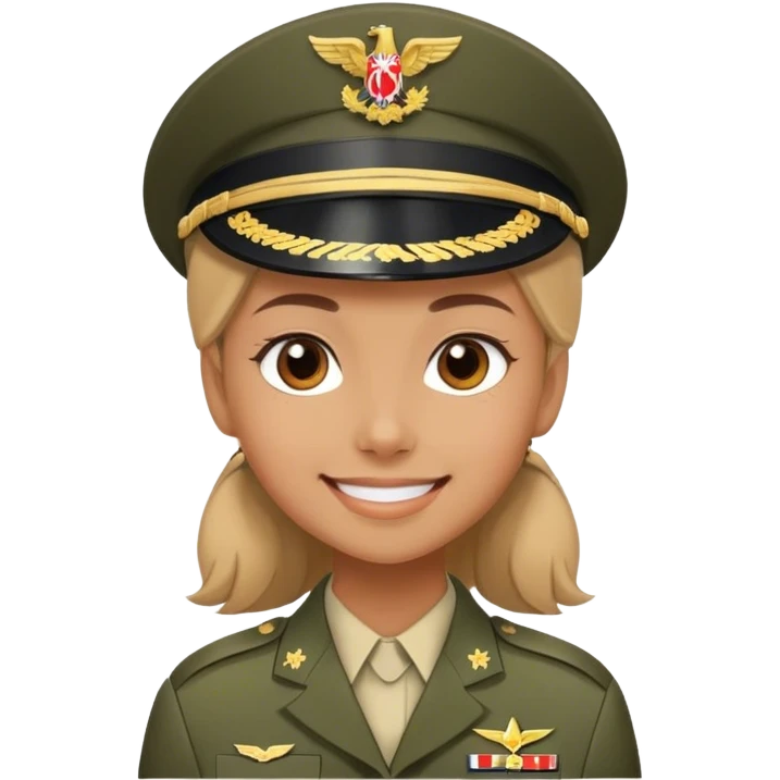 smiling girl in military uniform emoji