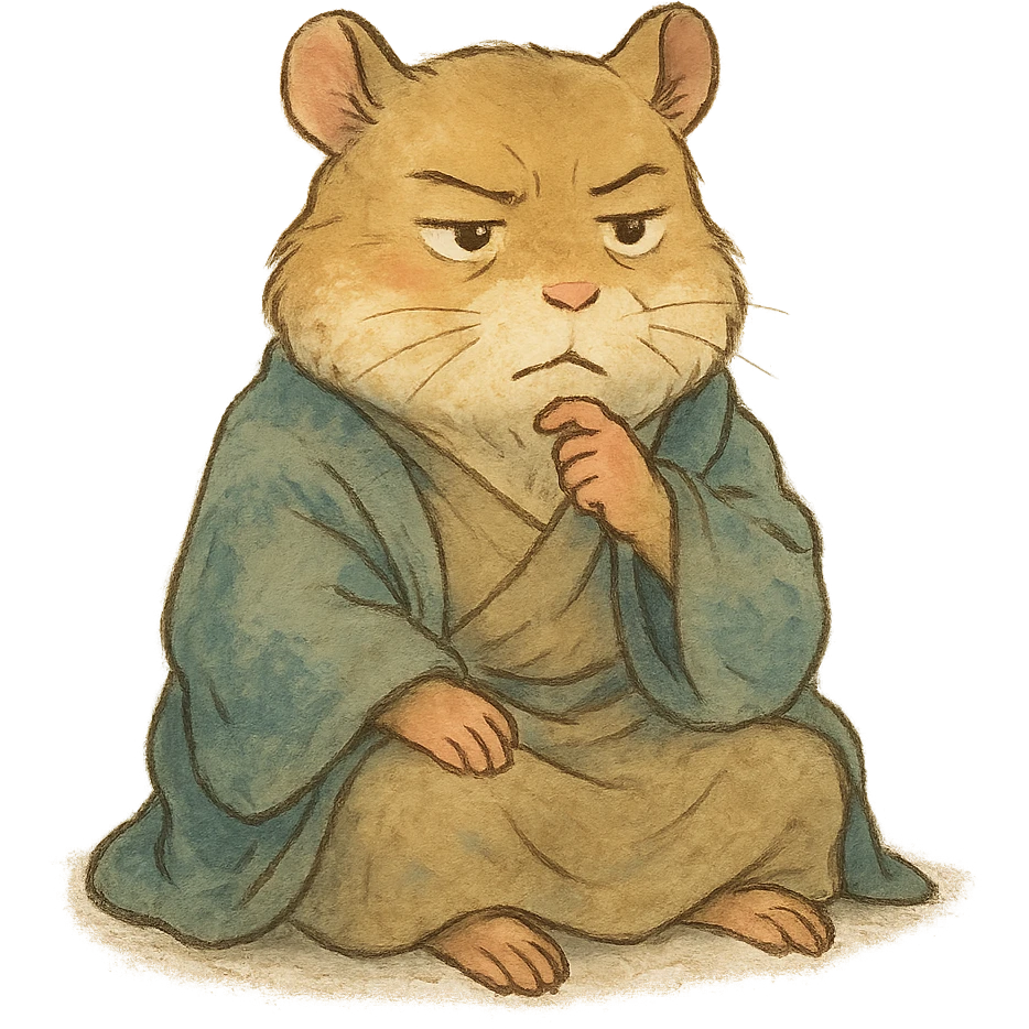 ghibli style hamster philosopher with a wise expression and soft colors emoji