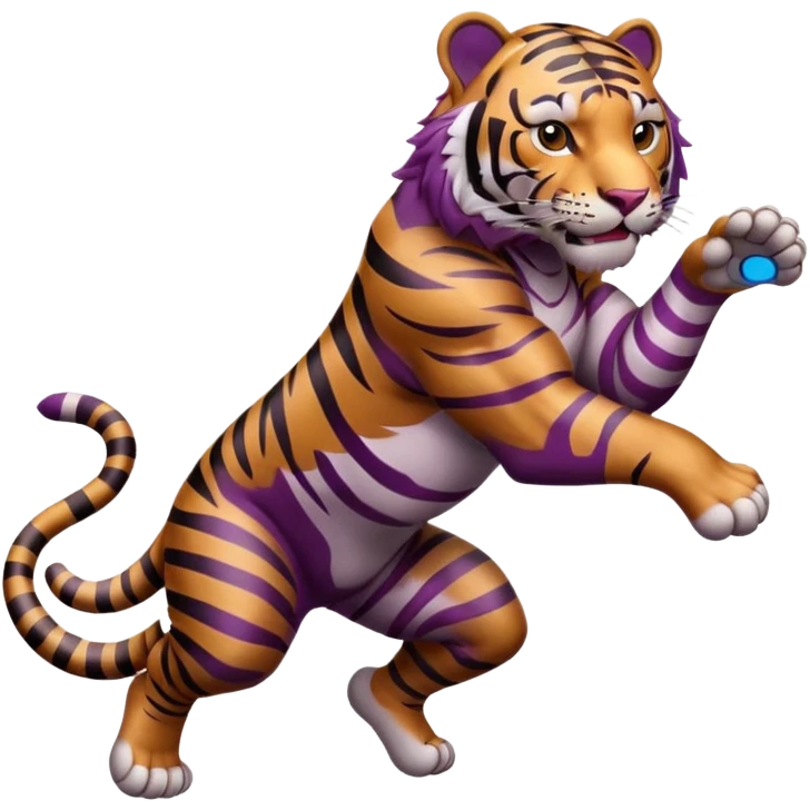 purple with burgundy stripes jumping tiger emoji