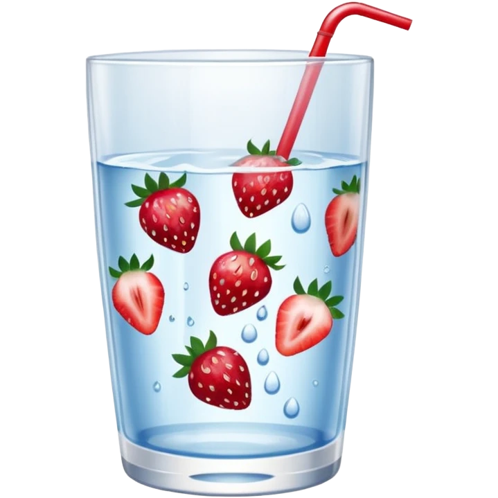 glass of water with strawberry slices emoji