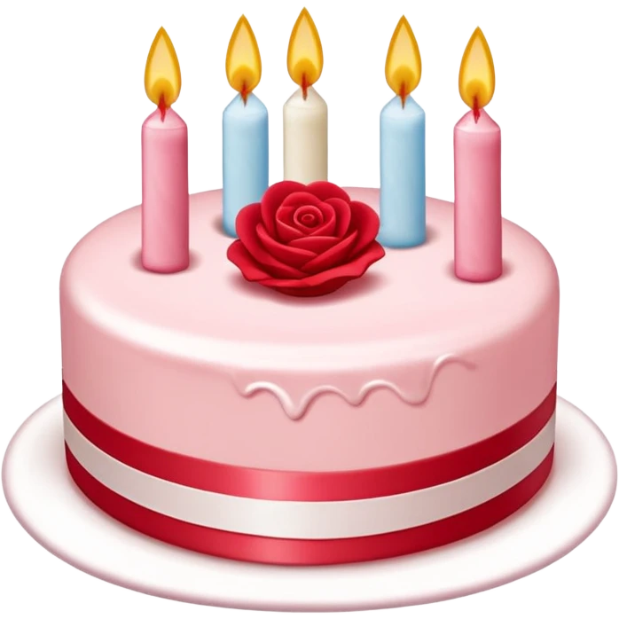 pastel de cumpleaños con un moño rojo de 3 niveles emoji