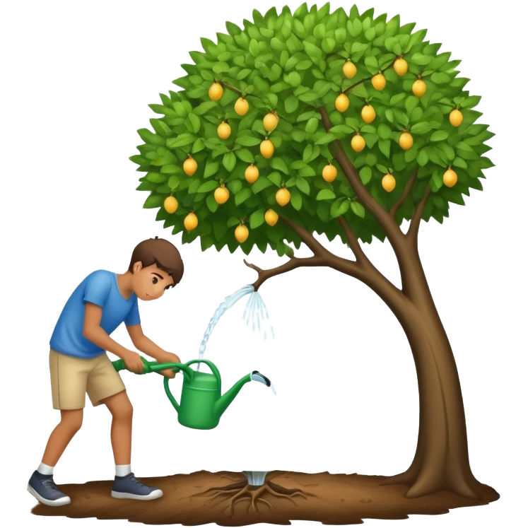 18 year old boy watering a tree emoji
