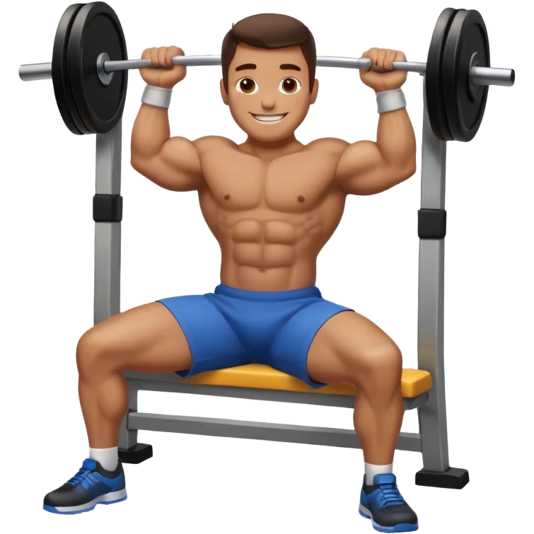 A man bench pressing in apple style emoji emoji