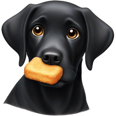 Black Labrador retriever ￼eating a chicken nugget  emoji