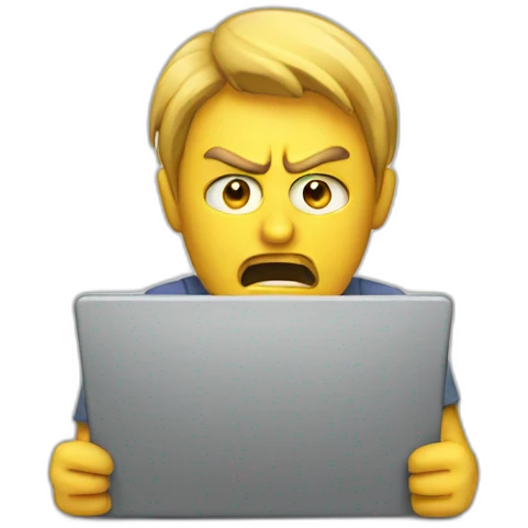 someone working on there laptop angry emoji