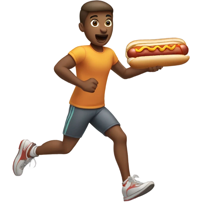 Gay guy running and eating a hotdog emoji