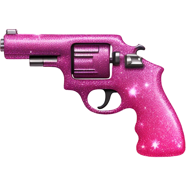 Pink ombre gun in purse with glitter emoji