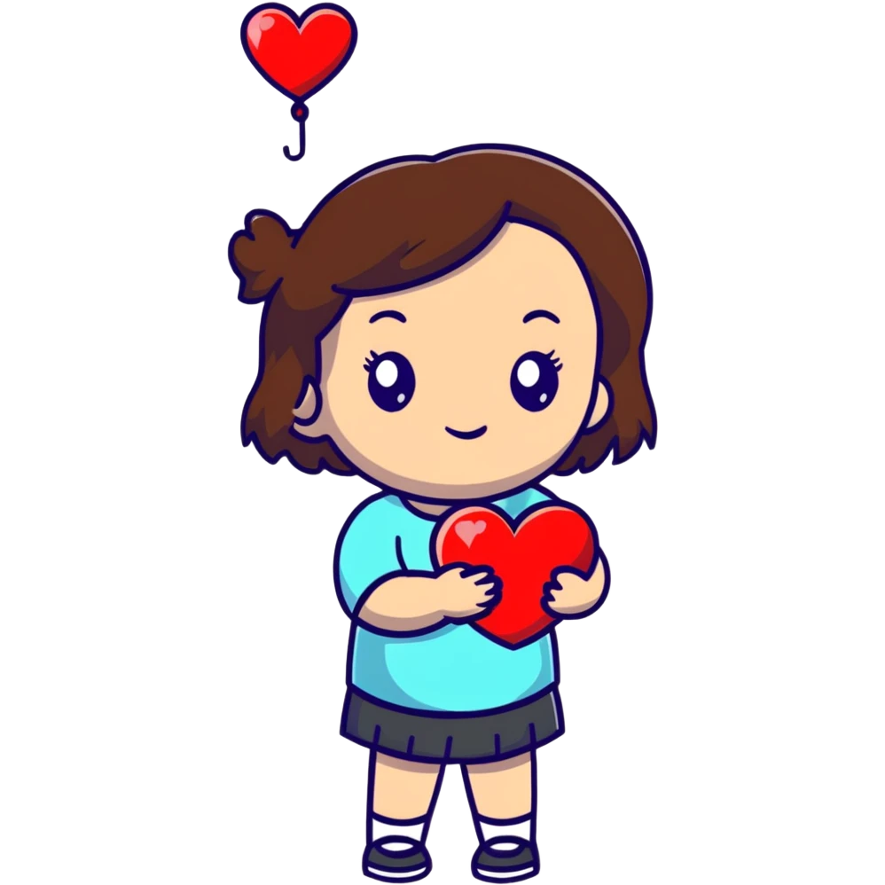 Brown hair Girl with Heart  emoji