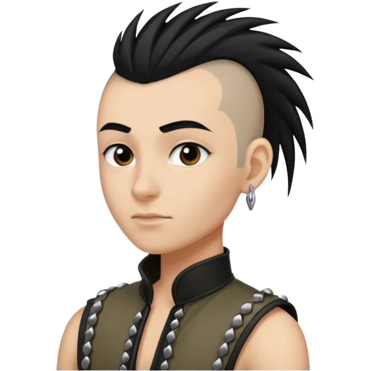Long Mohawk with shaved sides and black hair emoji