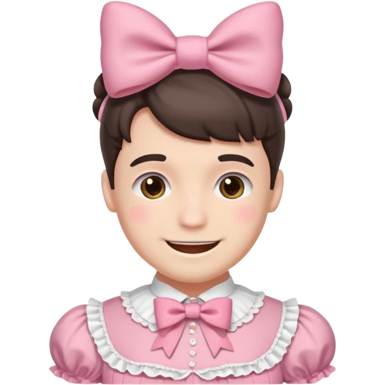 Fiyonklu ve pembe lolita giyen erkek çiz emoji