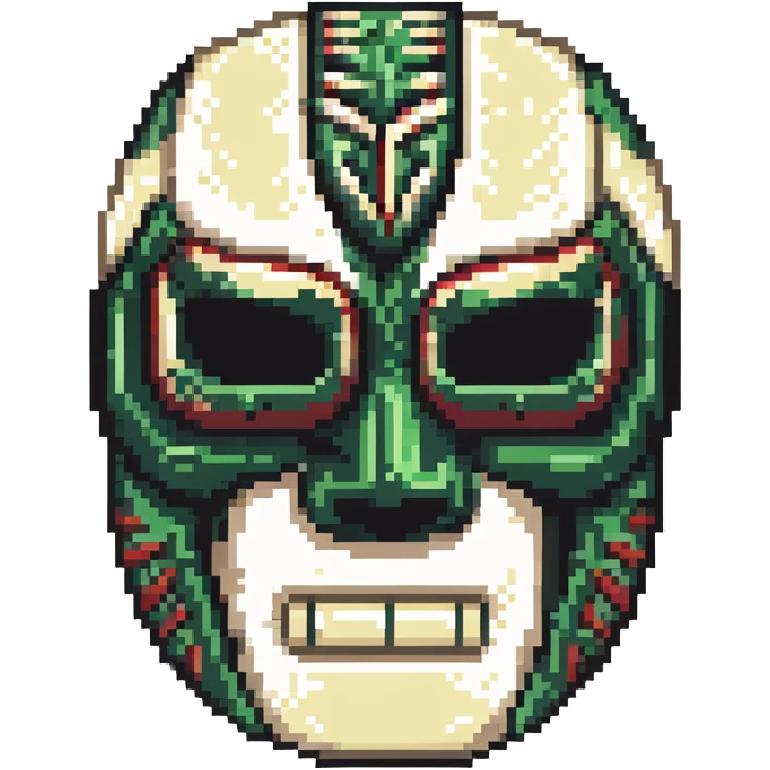 luchador mask with Milwaukee Bucks basketball colors forest green and cream emoji