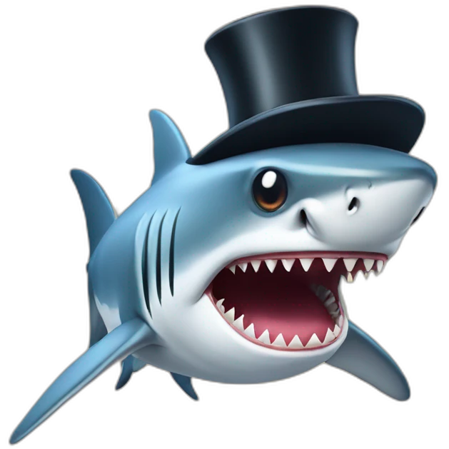 Shark with a top hat emoji