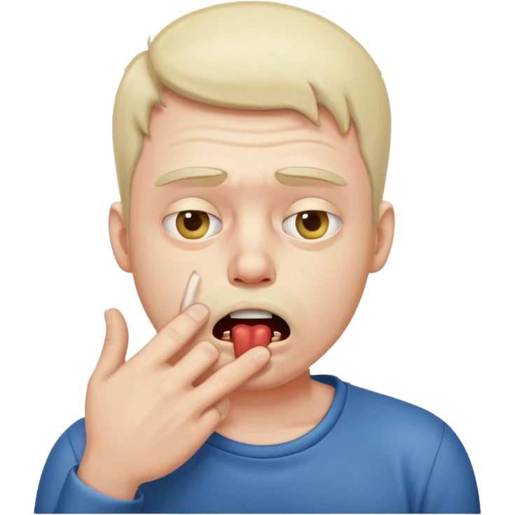 drunk guy holding mouth looking sick emoji