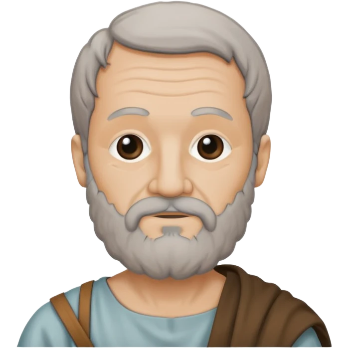 Aristotle as a black outline icon, no fill, hand-drawn look, recognizable philosopher features emoji