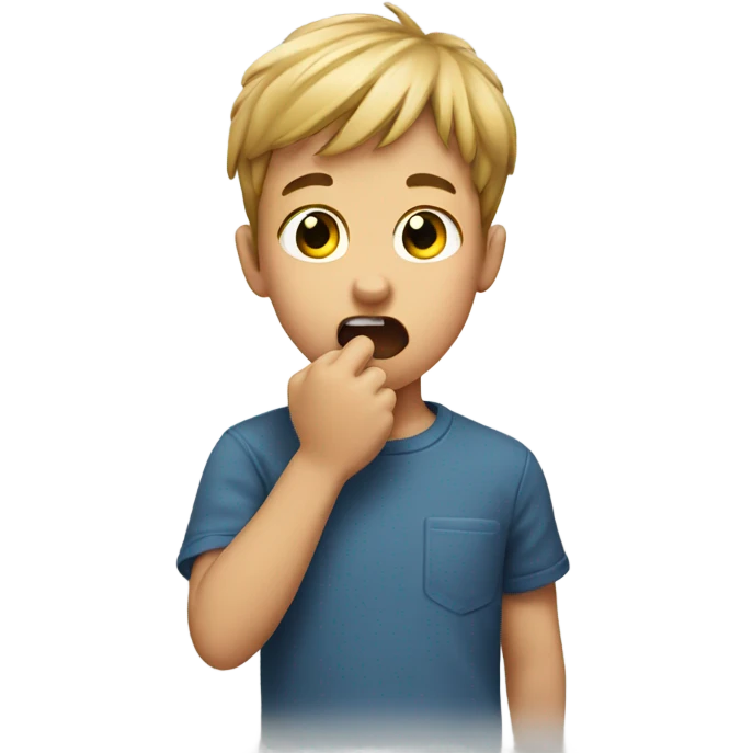 Boy biting finger emoji