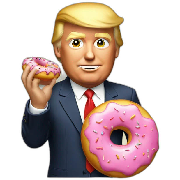 Donald trump with a donut in his hand emoji