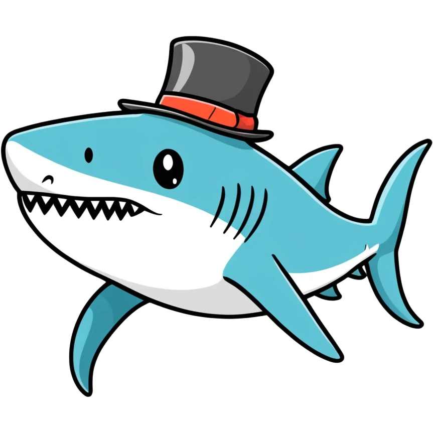 Shark with a top hat emoji