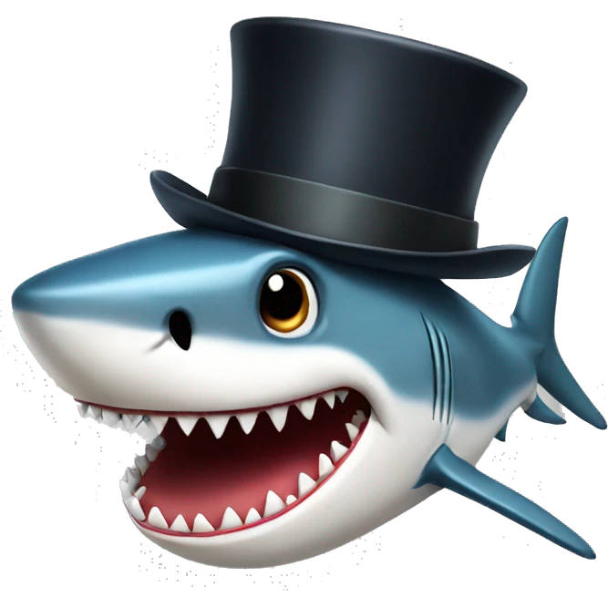 Shark with a top hat emoji